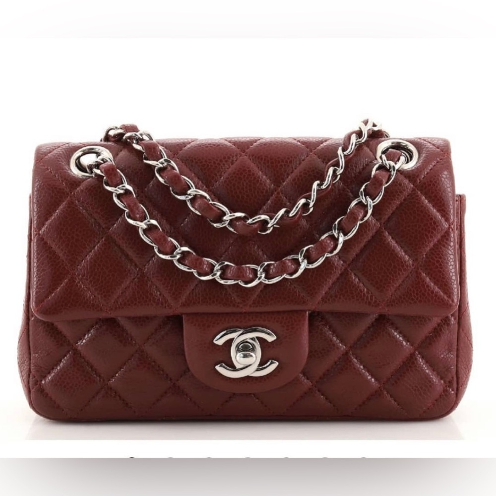 CHANEL MINI RECTANGULAR SINGLE FLAP RED CAVIAR WITH FOUR GROMMETS. PRICE IS FIRM